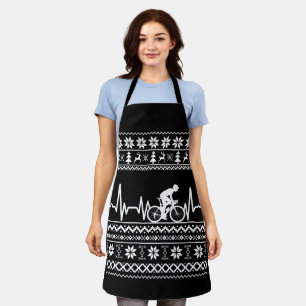 Lelijke vrolijke kersttrui op de fiets schort
