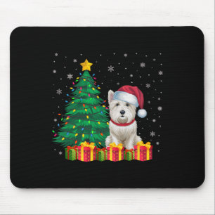 Lelijke Westie Santa Hat Christmas Lights Hondenli Muismat