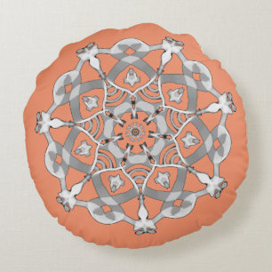 *~* lelijke witte en zilverroze Mandala Rond Kussen