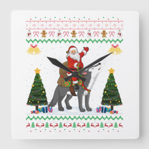 Lelijke Wolf Xmas Gift Santa Riding Wolf Kerstmis Vierkante Klok