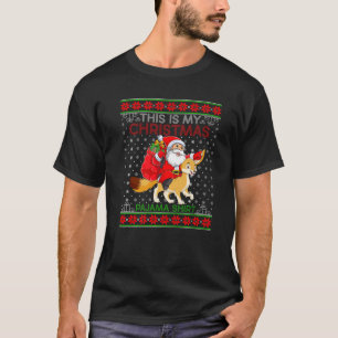 Lelijke Xmas trui stijl Santa Riding Fennec Fox CH T-shirt