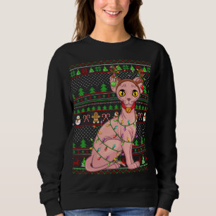 Lelijke Xmas trui stijl verlichting Sphynx kat Chr
