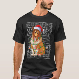 Lelijke zolder Style Xmas lights Santa Sheepdog Ch T-shirt
