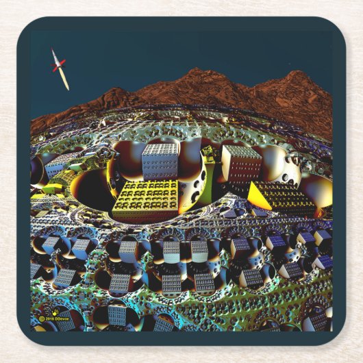 Lem-station Vierkante Kartonnen Onderzetter (Voorkant)