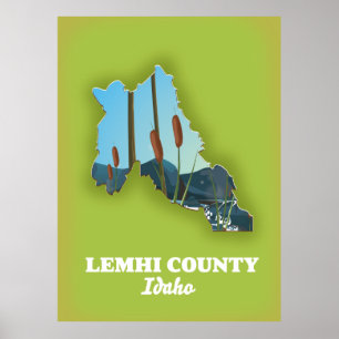 Lemhi County, Idaho kaart Poster