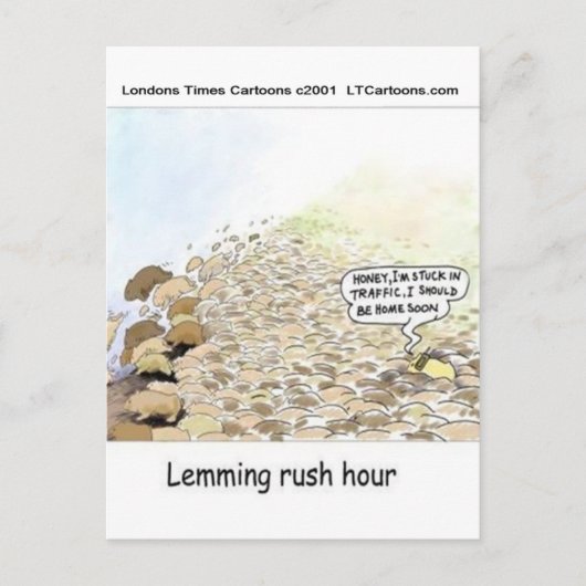 Lemmings Spitsuur Grappig Briefkaart (Voorkant)