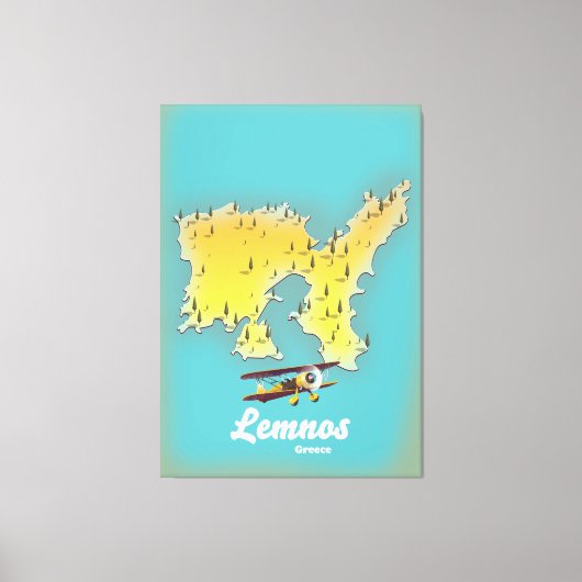 Lemnos greece retro map canvas afdruk (Voorkant)