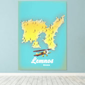 Lemnos greece retro map canvas afdruk (Insitu (Houten vloer))