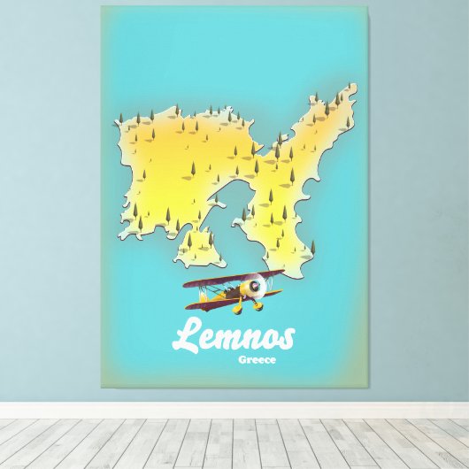 Lemnos greece retro map canvas afdruk (Insitu (Houten vloer))