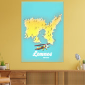 Lemnos Griekenland retro kaart Canvas Afdruk (Insitu (Woonkamer))