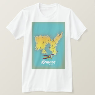 Lemnos Griekenland retro kaart T-shirt