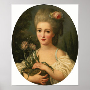 Lemoine - Portret van een meisje met een bloempot Poster