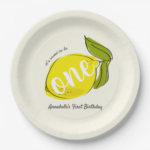 Lemon 1e Verjaardag Licht Geel Papier Bord