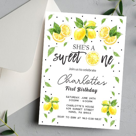 Lemon 1e verjaardag uitnodiging