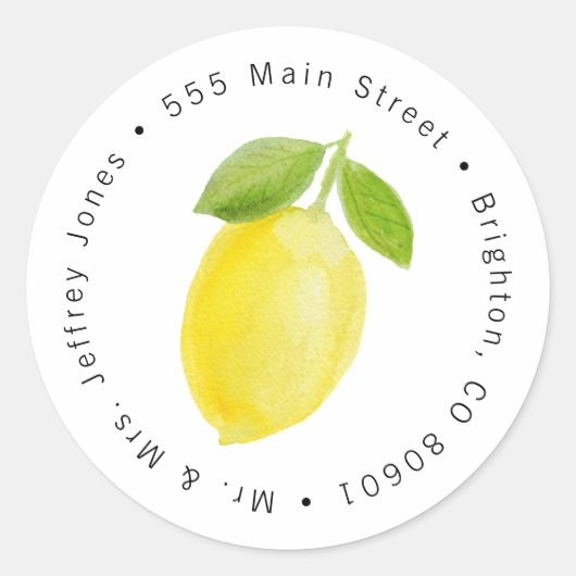 Lemon Address Label Sticker (Voorkant)
