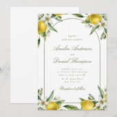 Lemon and Floral Frame Wedding Invitation (Devant / Derrière)