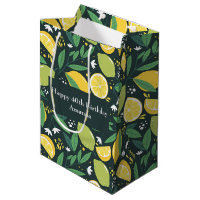 Lemon and Limes Fruit Pattern Happy Birthday