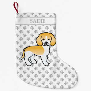 Lemon and White Beagle Cute Cartoon Dog & Name Kleine Kerstsok