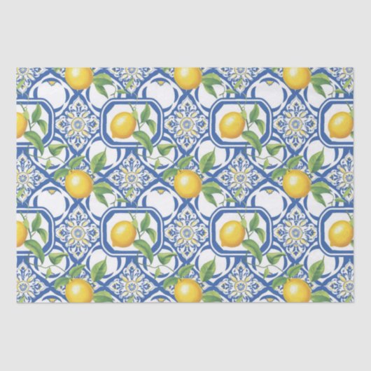 Lemon Azulejo Tegels Patroon Tissuepapier (Voorkant)