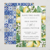 Lemon Azure Zomer Groen Save the Date Kaart (Voorkant / Achterkant)
