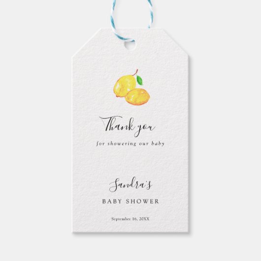 Lemon Baby shower Elegant Dank u wel Cadeaulabel (Voorkant)