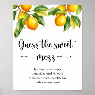 Lemon Baby shower Game Guess Sweet Mess Poster