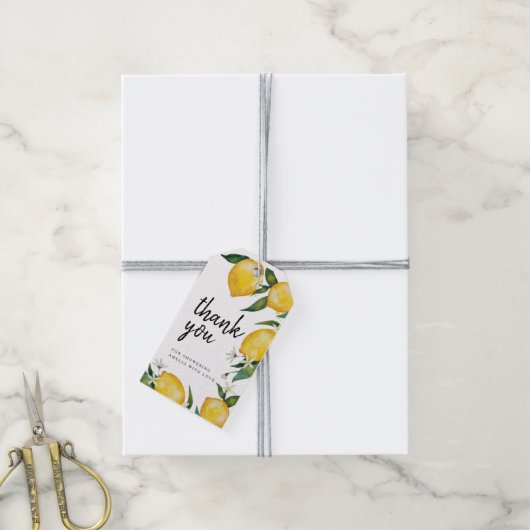 Lemon Baby shower Hartelijk dank Cadeaulabel (Met Touw)