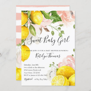 Lemon Baby shower Invitation for Baby Girl Kaart