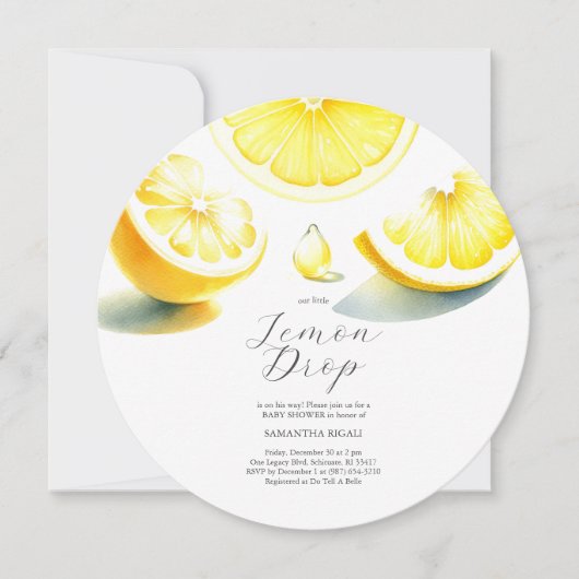 Lemon Baby Shower Invitations Lemondrop Thème (Devant)