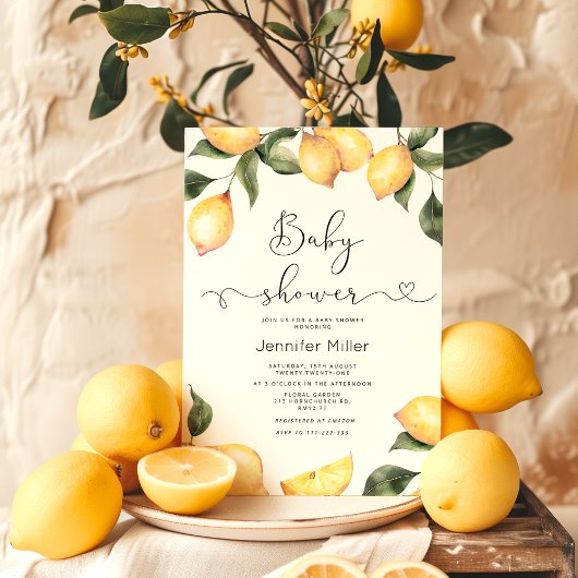 Lemon baby shower kaart