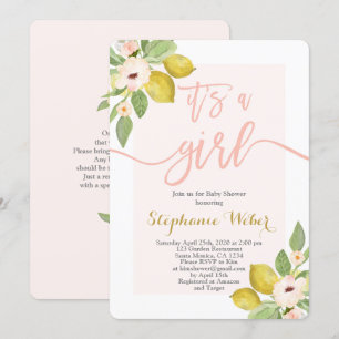 Lemon Baby shower meisje Kaart