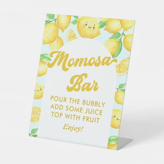 Lemon Baby shower Momosa Bar Reclamebord Met Voetstuk (Voorkant)