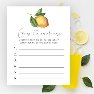 Lemon baby shower Raad de Sweet Mess spel