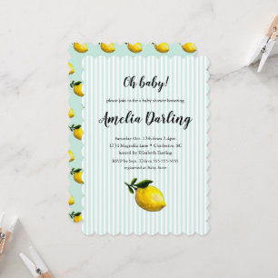 Lemon Baby shower Scallop Edge Invitation Kaart