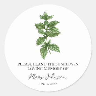 Lemon Balm Memorial Funeral Seed Packet Ronde Sticker