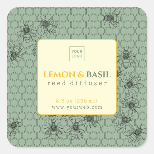 Lemon & Basil Reed Diffuser Label (Voorkant)