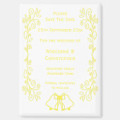 Lemon Bells Scrollwork Wedding Sla de datum op Magneet (Voorkant)