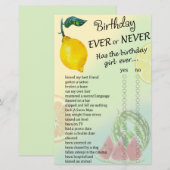 Lemon Birthday altijd of nooit game (Voorkant / Achterkant)