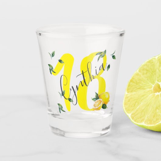 Lemon Birthday Gift | 18e | 21e | 40e | 50e Sh Shot Glas (Voorkant)