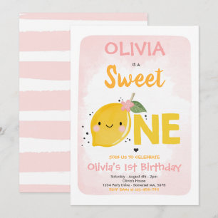 Lemon Birthday Invitation Sweet One 1st Birthday Kaart