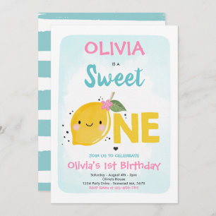 Lemon Birthday Invitation Sweet One 1st Birthday Kaart