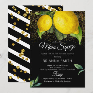 Lemon Black Squeeze Moderne Bruiloftsborrel Kaart