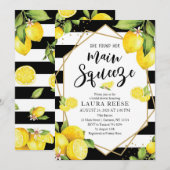Lemon Black Stripes Bridal Shower Kaart (Voorkant / Achterkant)