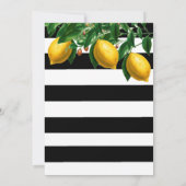 Lemon Black White Stripe Botanical Wedding Kaart (Achterkant)