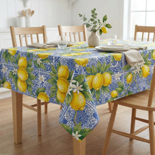 Lemon Blauwe Franse Landelijke Waterverf Tegel Tafelkleed