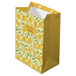 Lemon Bloom Collectie patroon geel Medium Cadeauzakje