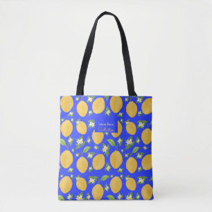 Lemon Bloom Collection gebloemd blauw Draagtas