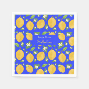 Lemon Bloom Collection gebloemd blauw Servet