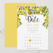 Lemon Bloom Groene Save the Date Agenda Kaart (Voorkant / Achterkant)