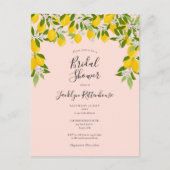 Lemon Blossom Greenery Blush Pink Vrijgezellenfees Aankondigingskaart (Voorkant)